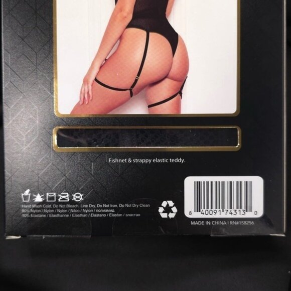 NWB Seven 'til Midnight Strapless Fishnet Strappy Elastic Teddy O/S Black 11617P - Picture 6 of 7